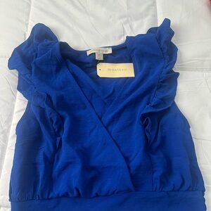 Blue Flutter Sleeve Crop top